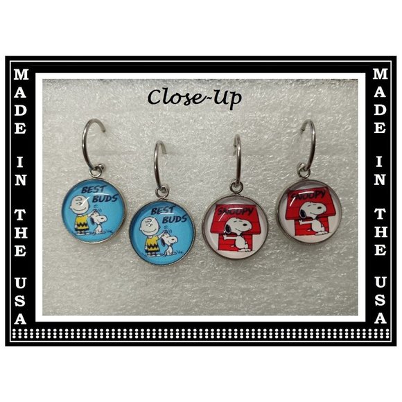 5/$20 Snoopy Charlie Brown Interchangeable Charm Earrings-5 Pairs in Set - Picture 7 of 8